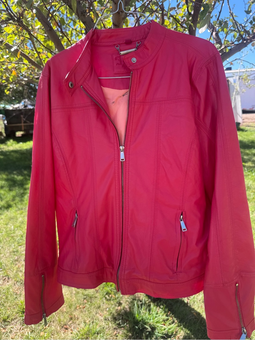 Pink leather jacket